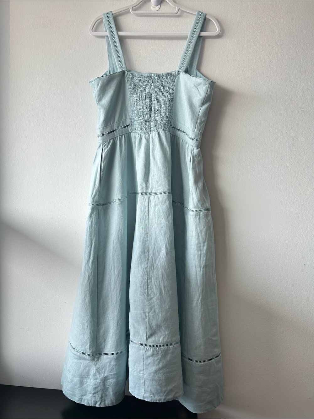 Reformation Everett 100% Linen Midi Dress in Aquamarine - Picture 8 of 15